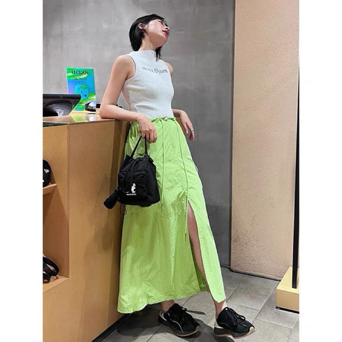 HELLO FASHION Slit Side Pocket Parachute Cargo Skirts